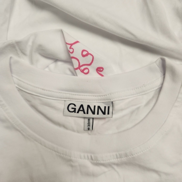 Ganni White Long Sleeve Tee with Pink and Blue Graphics - Picture 11 of 16
